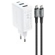 МЗП Acefast A17 PD65W GaN (1USB-A/1C/1HDMI) + кабель Type-C to Type-C White