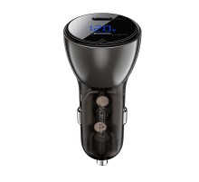 АЗП Acefast B10 metal car charger with digital display 60W (1USB-A/1C) Black