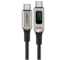 Дата кабель Acefast C6-03 USB-C to USB-C 100W zinc alloy digital display braided (2m) Silver