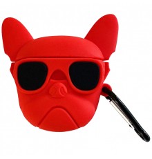 Силіконовий футляр Brand для навушників AirPods 1/2 + карабін Karl Lagerfeld red