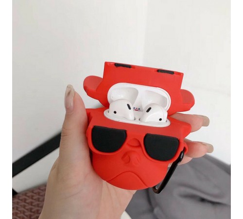 Силіконовий футляр Brand для навушників AirPods 1/2 + карабін Karl Lagerfeld red Силіконовий футляр Brand для навушників AirPods 1/2 + карабін Karl Lagerfeld red