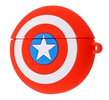 Силіконовий футляр Marvel & DC series для навушників AirPods 3 + кільце Капітан Америка / Червоний