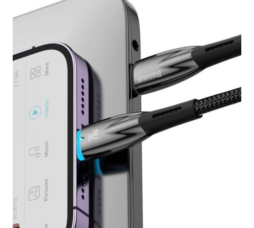 Дата кабель Baseus Glimmer Series Fast Charging Data Cable Type-C to Lightning 20W 1m (CADH000001) Black