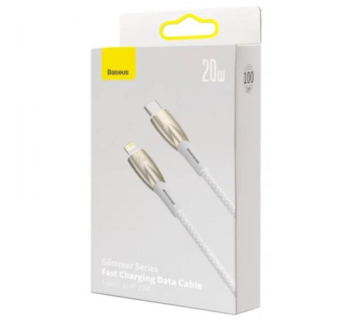 Дата кабель Baseus Glimmer Series Fast Charging Data Cable Type-C to Lightning 20W 1m (CADH000001) White