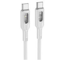 Дата кабель Hoco U120 Transparent explore intelligent power-off PD 60W Type-C to Type-C (1.2m) Gray