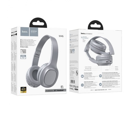 Накладні бездротові навушники Hoco W46 Charm Light blue gray Накладні бездротові навушники Hoco W46 Charm Light blue gray