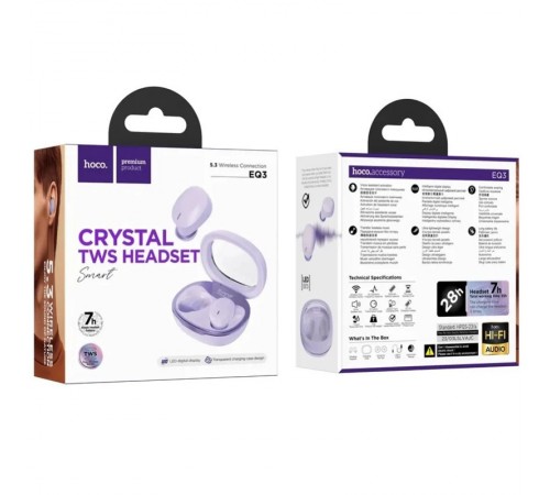 Бездротові TWS навушники Hoco EQ3 Smart Purple