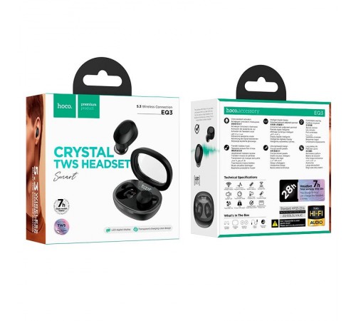 Бездротові TWS навушники Hoco EQ3 Smart Black Бездротові TWS навушники Hoco EQ3 Smart Black
