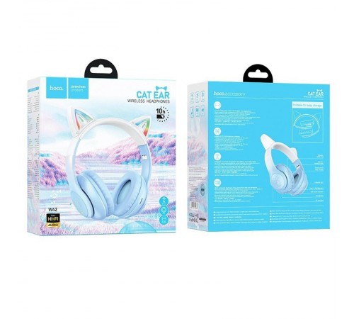 Накладні бездротові навушники Hoco W42 Cat Crystal Blue Накладні бездротові навушники Hoco W42 Cat Crystal Blue