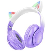Накладні бездротові навушники Hoco W42 Cat Purple grape