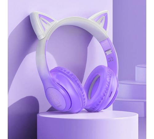 Накладні бездротові навушники Hoco W42 Cat Purple grape Накладні бездротові навушники Hoco W42 Cat Purple grape