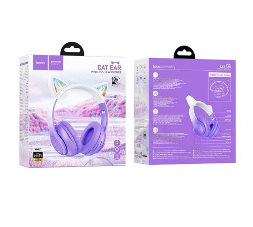 Накладні бездротові навушники Hoco W42 Cat Purple grape Накладні бездротові навушники Hoco W42 Cat Purple grape