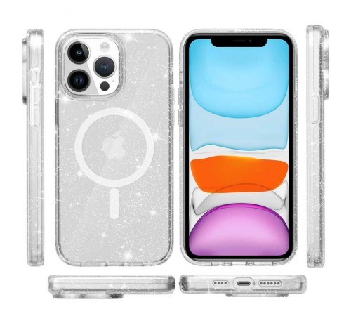 Чохол TPU Galaxy Sparkle (MagFit) для Apple iPhone 12 Pro / 12 (6.1") Clear+Glitter Чохол TPU Galaxy Sparkle (MagFit) для Apple iPhone 12 Pro / 12 (6.1") Clear+Glitter