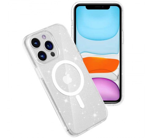 Чохол TPU Galaxy Sparkle (MagFit) для Apple iPhone 12 Pro / 12 (6.1") Clear+Glitter Чохол TPU Galaxy Sparkle (MagFit) для Apple iPhone 12 Pro / 12 (6.1") Clear+Glitter