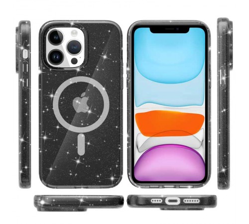 Чохол TPU Galaxy Sparkle (MagFit) для Apple iPhone 12 Pro Max (6.7") Black+Glitter Чохол TPU Galaxy Sparkle (MagFit) для Apple iPhone 12 Pro Max (6.7") Black+Glitter