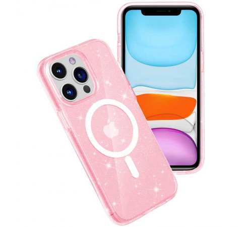 Чохол TPU Galaxy Sparkle (MagFit) для Apple iPhone 12 Pro Max (6.7") Pink+Glitter Чохол TPU Galaxy Sparkle (MagFit) для Apple iPhone 12 Pro Max (6.7") Pink+Glitter