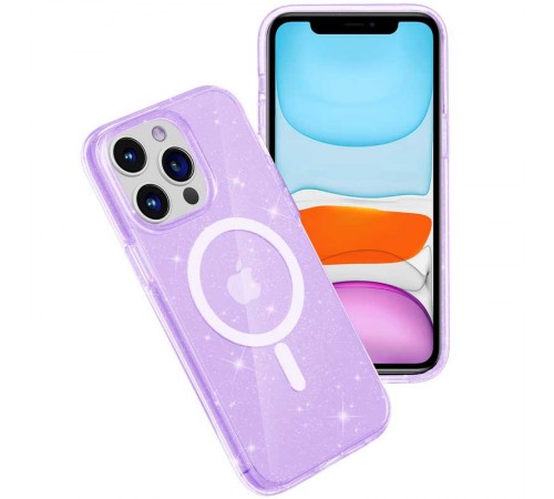 Чохол TPU Galaxy Sparkle (MagFit) для Apple iPhone 12 Pro Max (6.7") Purple+Glitter Чохол TPU Galaxy Sparkle (MagFit) для Apple iPhone 12 Pro Max (6.7") Purple+Glitter