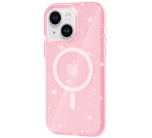 Чохол TPU Galaxy Sparkle (MagFit) для Apple iPhone 13 / 14 (6.1") Pink+Glitter