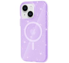 Чохол TPU Galaxy Sparkle (MagFit) для Apple iPhone 13 / 14 (6.1") Purple+Glitter