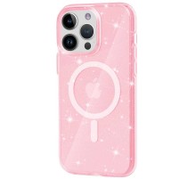 Чохол TPU Galaxy Sparkle (MagFit) для Apple iPhone 13 Pro (6.1") Pink+Glitter