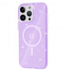 Чохол TPU Galaxy Sparkle (MagFit) для Apple iPhone 13 Pro (6.1") Purple+Glitter