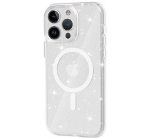 Чохол TPU Galaxy Sparkle (MagFit) для Apple iPhone 13 Pro (6.1") Clear+Glitter