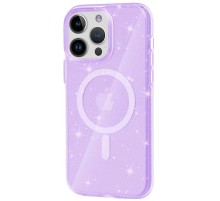 Чохол TPU Galaxy Sparkle (MagFit) для Apple iPhone 14 Pro Max (6.7") Purple+Glitter