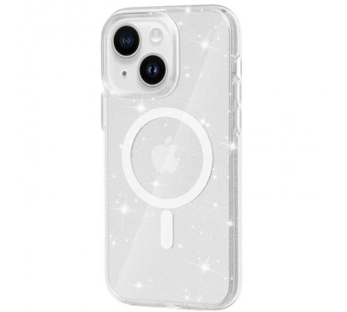 Чохол TPU Galaxy Sparkle (MagFit) для Apple iPhone 15 (6.1") Clear+Glitter Чохол TPU Galaxy Sparkle (MagFit) для Apple iPhone 15 (6.1") Clear+Glitter