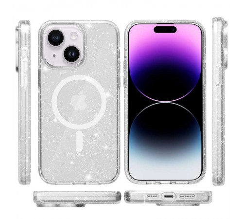 Чохол TPU Galaxy Sparkle (MagFit) для Apple iPhone 15 (6.1") Clear+Glitter Чохол TPU Galaxy Sparkle (MagFit) для Apple iPhone 15 (6.1") Clear+Glitter