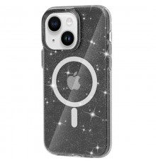 Чохол TPU Galaxy Sparkle (MagFit) для Apple iPhone 15 (6.1") Black+Glitter