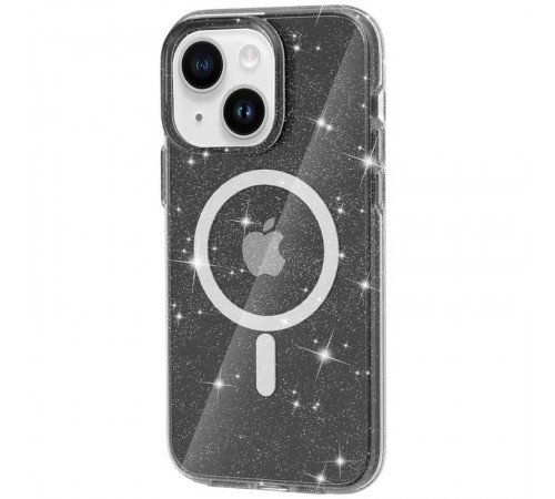 Чохол TPU Galaxy Sparkle (MagFit) для Apple iPhone 15 (6.1") Black+Glitter Чохол TPU Galaxy Sparkle (MagFit) для Apple iPhone 15 (6.1") Black+Glitter