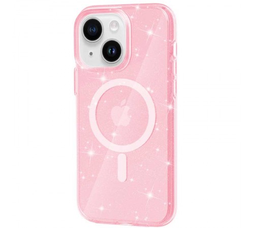Чохол TPU Galaxy Sparkle (MagFit) для Apple iPhone 15 (6.1") Pink+Glitter Чохол TPU Galaxy Sparkle (MagFit) для Apple iPhone 15 (6.1") Pink+Glitter