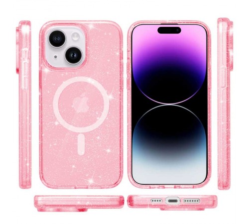 Чохол TPU Galaxy Sparkle (MagFit) для Apple iPhone 15 (6.1") Pink+Glitter Чохол TPU Galaxy Sparkle (MagFit) для Apple iPhone 15 (6.1") Pink+Glitter