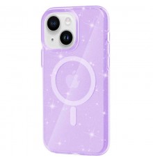 Чохол TPU Galaxy Sparkle (MagFit) для Apple iPhone 15 (6.1") Purple+Glitter