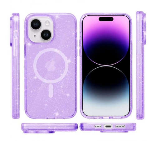 Чохол TPU Galaxy Sparkle (MagFit) для Apple iPhone 15 (6.1") Purple+Glitter Чохол TPU Galaxy Sparkle (MagFit) для Apple iPhone 15 (6.1") Purple+Glitter