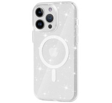 Чохол TPU Galaxy Sparkle (MagFit) для Apple iPhone 15 Pro (6.1") Clear+Glitter