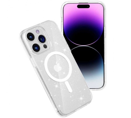 Чохол TPU Galaxy Sparkle (MagFit) для Apple iPhone 15 Pro (6.1") Clear+Glitter Чохол TPU Galaxy Sparkle (MagFit) для Apple iPhone 15 Pro (6.1") Clear+Glitter