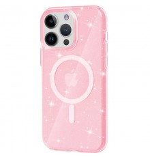 Чохол TPU Galaxy Sparkle (MagFit) для Apple iPhone 15 Pro (6.1") Pink+Glitter