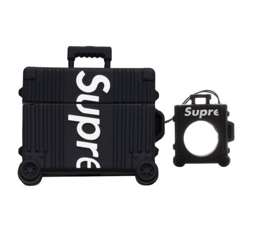 Силіконовий футляр Brand для навушників AirPods 3 + кільце Supreme black Силіконовий футляр Brand для навушників AirPods 3 + кільце Supreme black