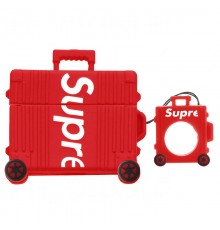 Силіконовий футляр Brand для навушників AirPods Pro + кільце Supreme red