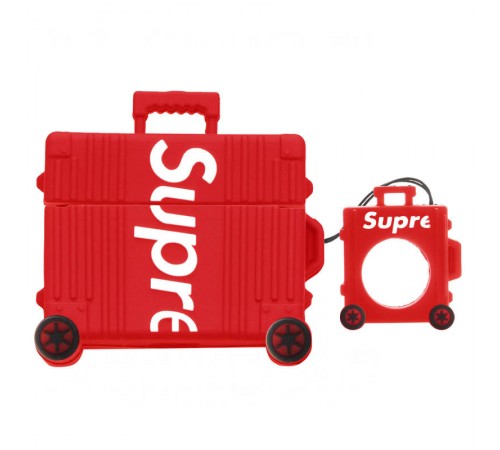 Силіконовий футляр Brand для навушників AirPods Pro + кільце Supreme red Силіконовий футляр Brand для навушників AirPods Pro + кільце Supreme red