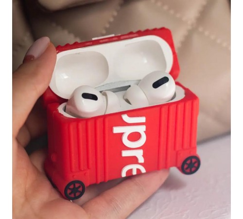 Силіконовий футляр Brand для навушників AirPods Pro + кільце Supreme red Силіконовий футляр Brand для навушників AirPods Pro + кільце Supreme red