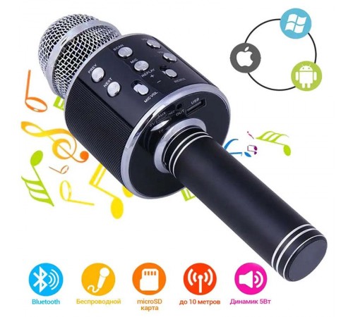 Караоке Мікрофон-колонка WS858 Black