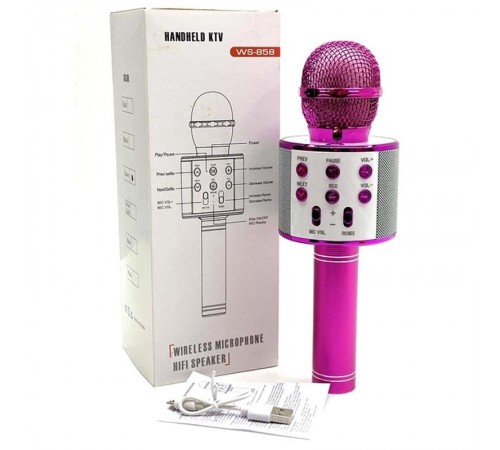 Караоке Мікрофон-колонка WS858 Pink