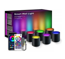 Настінна LED лампа RGB Intelligent wall lamp 6 pcs with Bluetooth European plug with app Black
