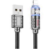 Дата кабель Hoco U122 Lantern Transparent Discovery Edition USB to Lightning (1.2m) Black