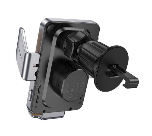 Автотримач з БЗП Hoco HW7 Transparent Discovery Edition (air outlet) Metal gray