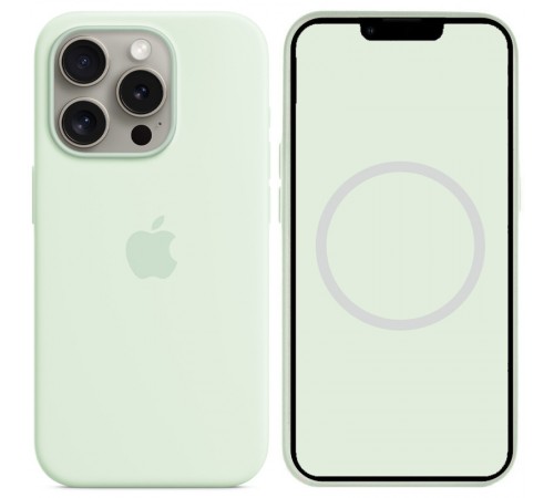 Чохол Silicone case (AAA) with Magsafe and Animation для Apple iPhone 15 Pro (6.1") М'ятний / Soft Mint Чохол Silicone case (AAA) with Magsafe and Animation для Apple iPhone 15 Pro (6.1") М'ятний / Soft Mint