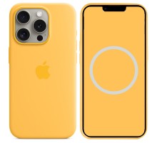 Чохол Silicone case (AAA) full with Magsafe and Animation для Apple iPhone 15 Pro (6.1") Жовтий / Sunshine