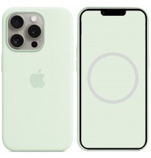 Чохол Silicone case (AAA) with Magsafe and Animation для Apple iPhone 15 Pro Max (6.7") М'ятний / Soft Mint